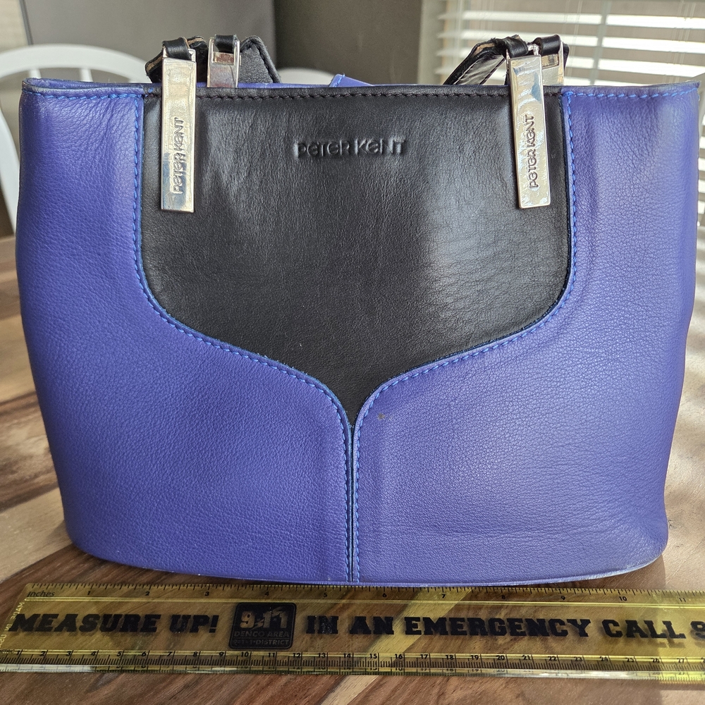 Peter Kent Purple and Black Leather Shoulder Bag ( Design Bag, Premiun Leather)